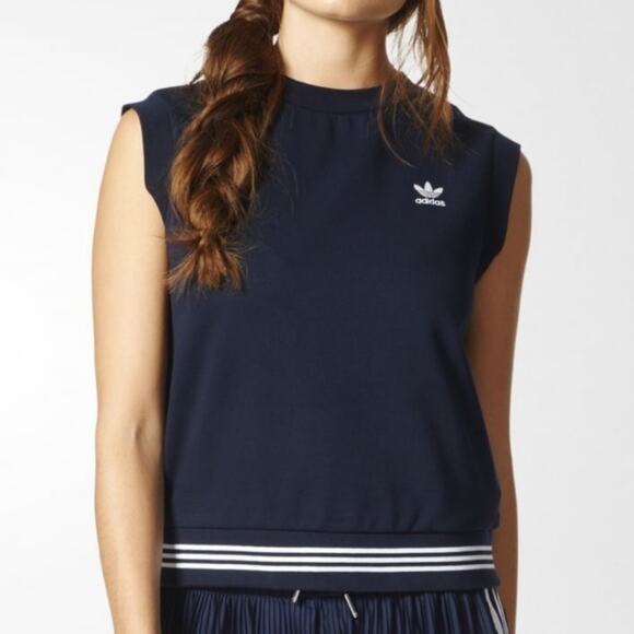 Adidas | Sleeveless Cropped Sweatshirt French Terry Tank Top - Picture 9 of 9